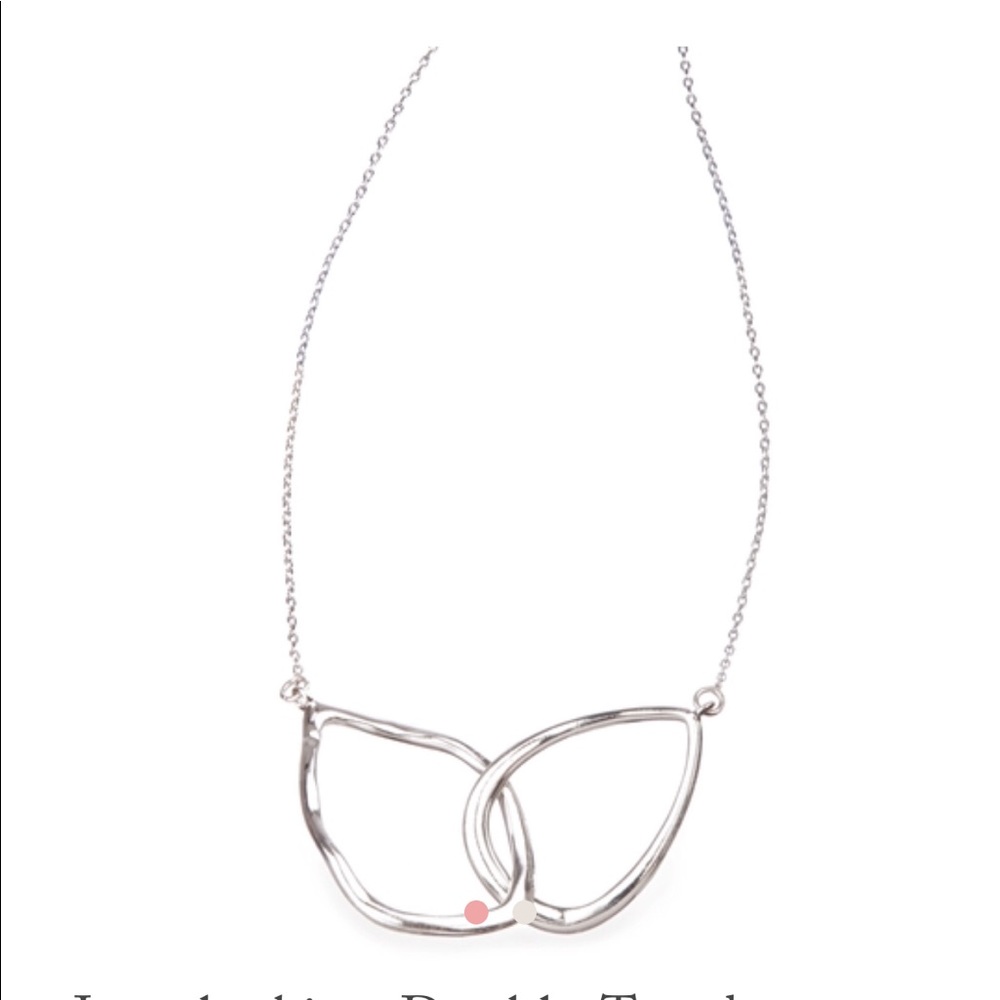 Silver Interlocking Double Tear Drop Necklace - image 1
